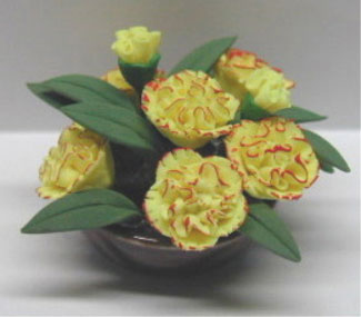 Dollhouse Miniature Yellow Carnation/Flat Plate 1 1/4